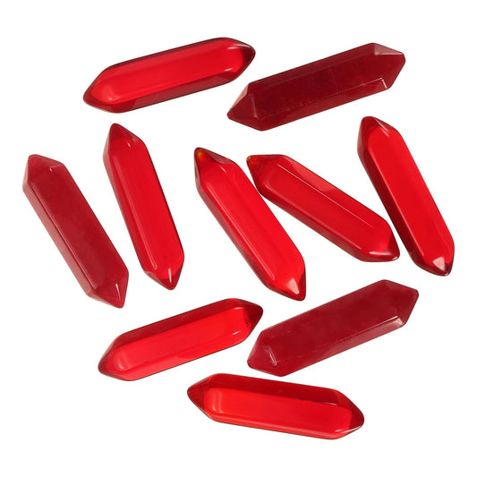 MECCANIXITY 10 Pack Red Quartz Crystals, Polished Crystals Bulk Hexagonal Shaped Meditation Gemstone for Jewelry Making Energy Balance Accessories Gifts