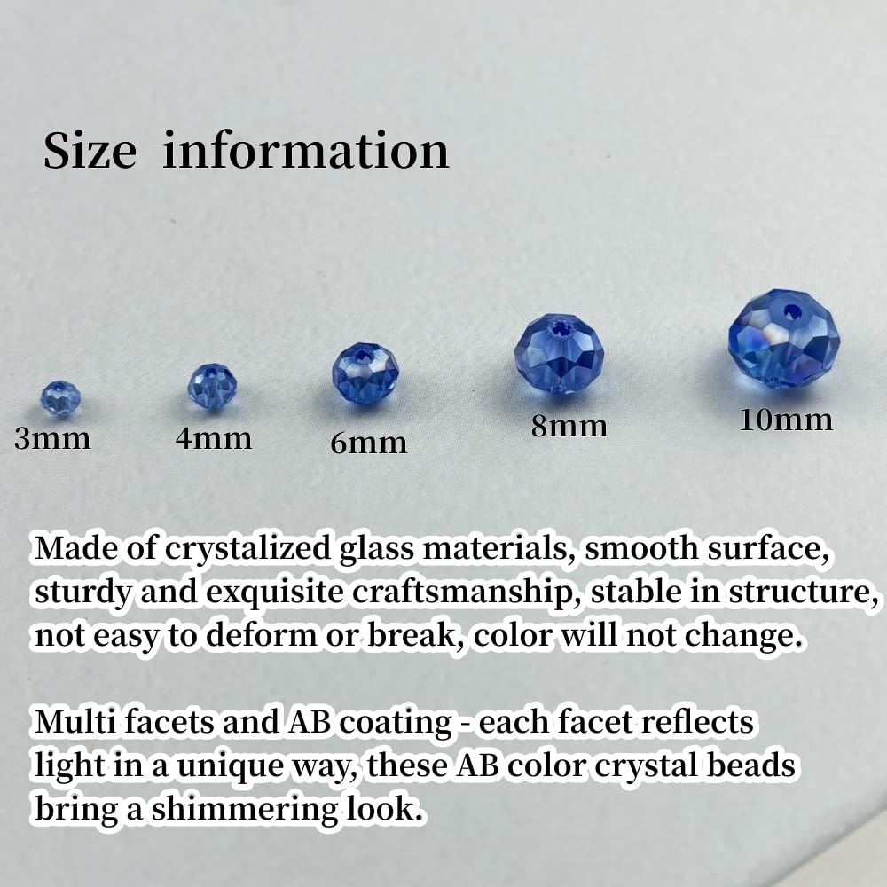 YHYPOCI 500pcs 3mm Crystal Glass Beads for Crafts Faceted Rondelle Glass Beads for Jewelry Making Crystal Spacer Beads for Necklaces Bracelets Earrings DIY Craft(Light Blue AB)