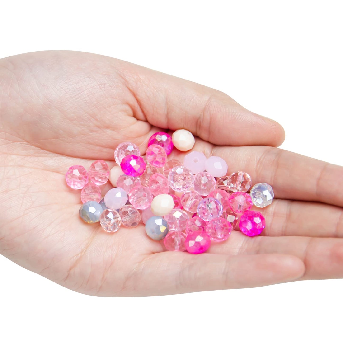 Niziky 200PCS Crystal Glass Beads for Jewelry Making, 6mm Multicolor Pink Faceted Rondelle Beads with Hole, Glass Crystal Briolette Spacer Bead for Jewelry Bracrlet Making Crafts Projects