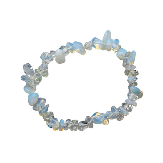 Natural Gemstone Bracelets, Chakra Crystal Healing Chip Stretch Bracelets, Gemstone Polished Irregular Crystals, Crystal Irregular Chips Beads Stretch Bracelets (Opalite)