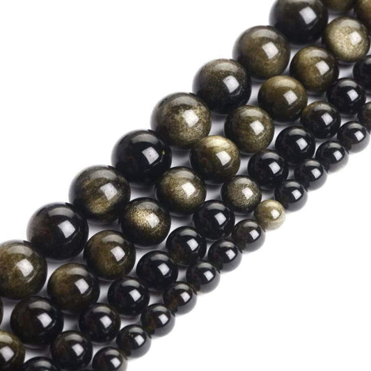 Genuine Golden Obsidian Beads for Jewelry Making Gemstone Semi Precious Stone Round 6mm Strand 15"(60-65pcs)