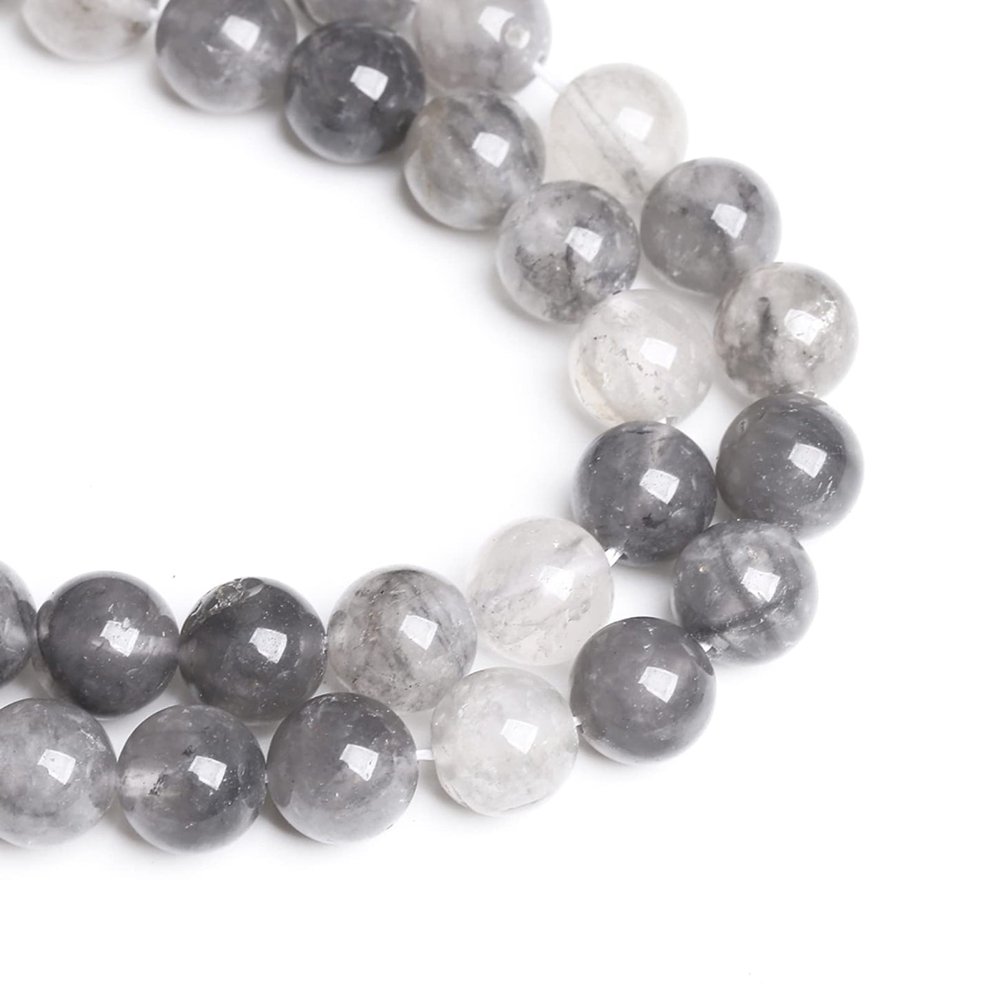 8MM 45PCS Natural Stone Cloudy Quartz Crystal Beads for Jewelry Making DIY Bracelet 1 Strand