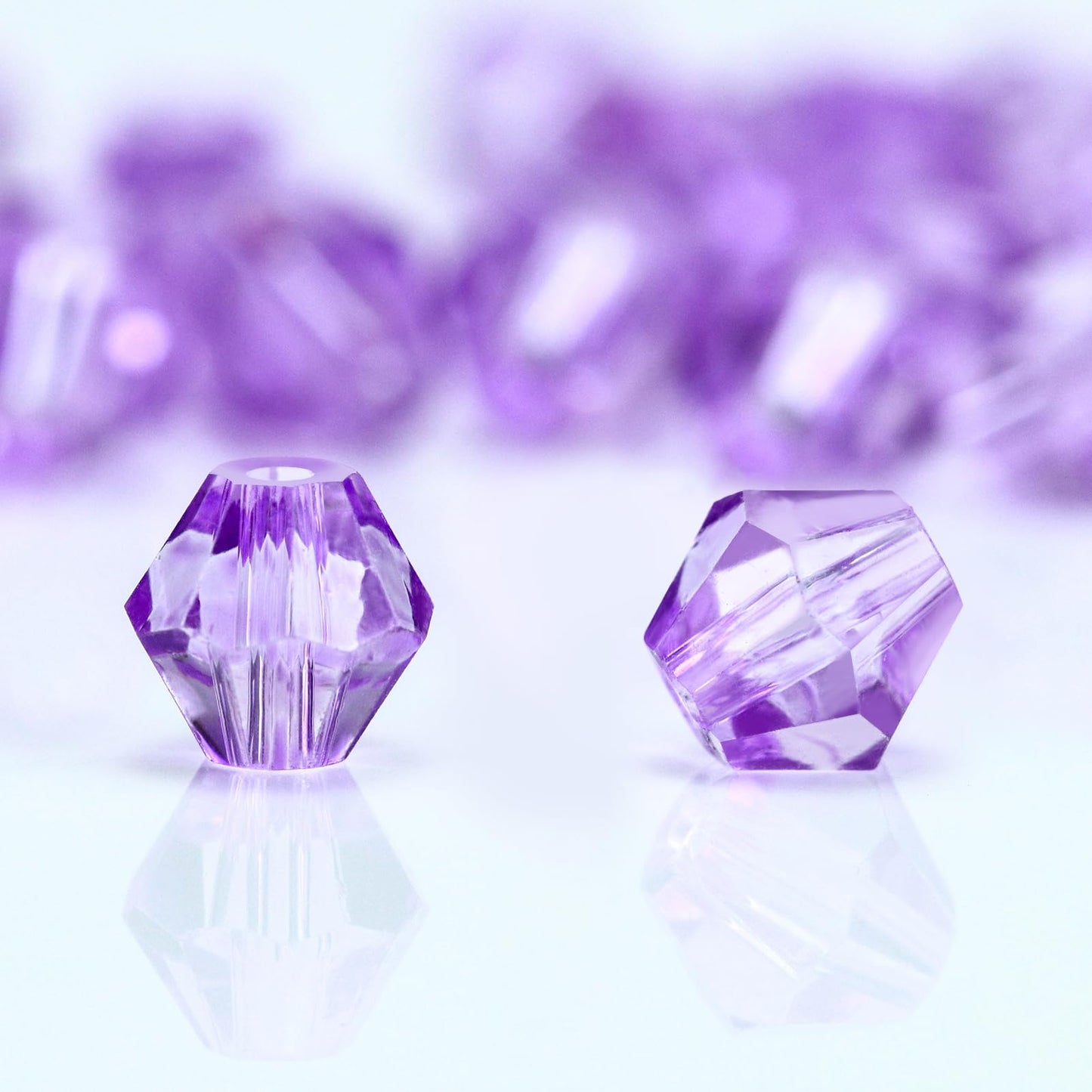 Dowarm 100PCS 8MM Crystal Bicone Beads for Crafts, Jewelry Making, DIY Bracelet, Necklace, Dolls, Wine Charms, Wind Chimes, Suncatchers, Bulk Faceted Loose Glass Beads, Crystal Purple