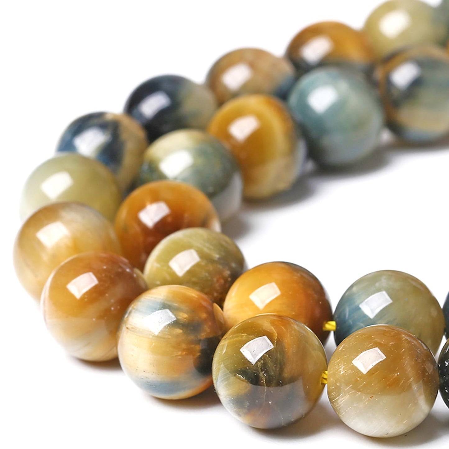 8MM Dream Blue Tiger Eye Stone Beads Natural Gemstone Round Loose Beads for Jewelry Making Bracelet Necklace 90pcs 2 Strands 32"