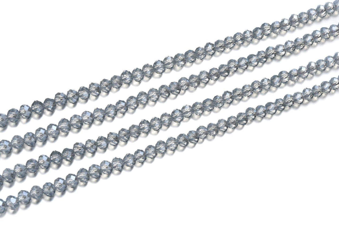 1000pcs Czech Faceted Rondelle Crystal Glass Loose Beads 6mm Spacer Bulk Silver Blue Shimmer for DIY Craft Jewelry Making CCR639