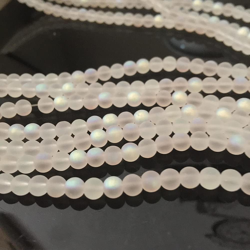 ccHuDE 200 Pcs Matte Crystal Glass Beads Mermaid Aurora Beads with Hole Jewelry Making Crafts DIY 6mm