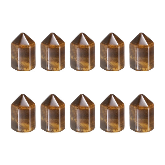 MECCANIXITY Crystals Wands Tiger's Eye Hexagonal Faceted Single Points Towers Pocket Polished Stone Bulk for Energy Chakra Meditation Crystal Healing, 15 x 25mm (Yellow),5Pcs