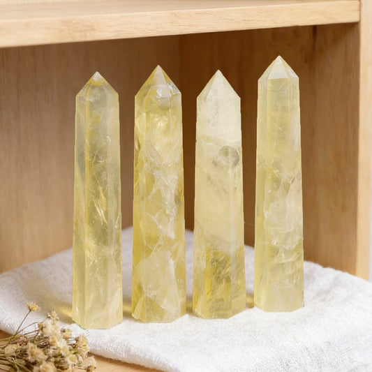 Natural Citrine Crystals Point Wand Reiki Healing Stone Rose Quartz Crystal Pillars for Crystal Collectors and Reiki Energy Balance(5.9inch Wand Citrine)