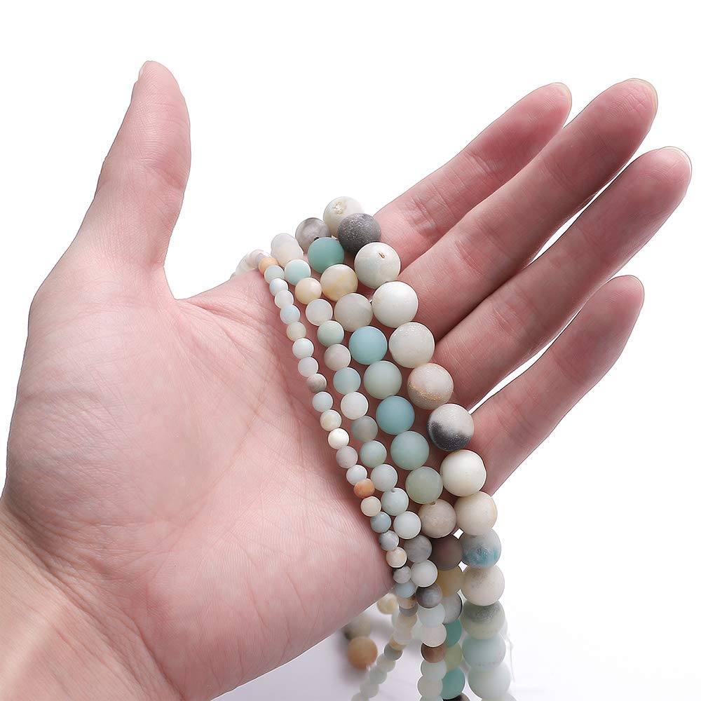 BEADIA Natural Matte Amazonite Jade Stone Round Loose Semi Gemstone Beads for Jewelry Making 4MM 89PCS