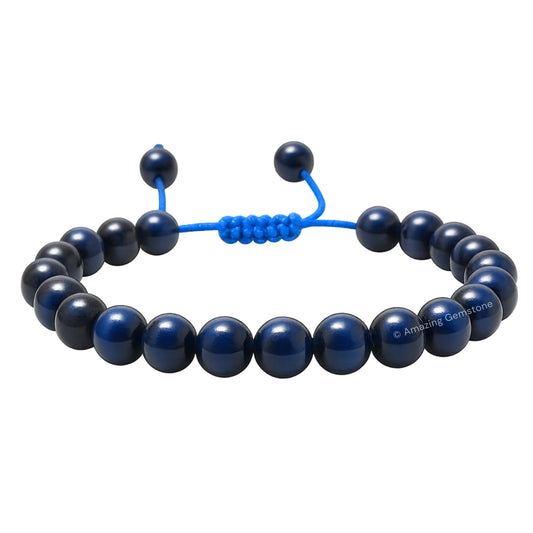 Amazing Gemstone Blue Tiger Eye Bracelet for Women Men's Gifts - Protection Healing Crystal Bracelet - 8mm Gemstone Beaded Adjustable Bracelet Pulseras Para Hombres Mujer Stocking Stuffers