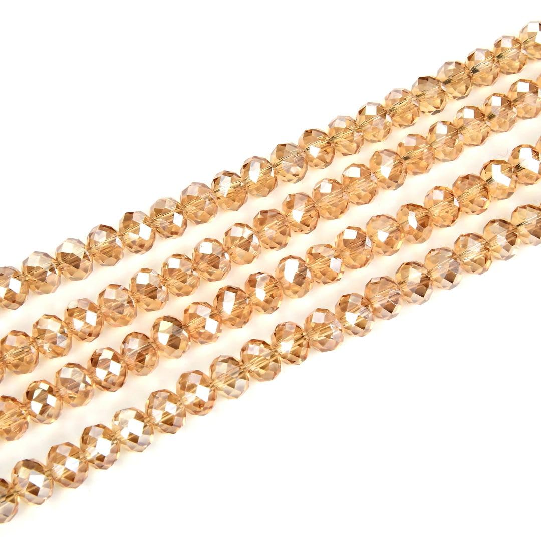 1000pcs Czech Faceted Rondelle Crystal Glass Loose Beads 6mm Spacer Bulk Golden Shadow for DIY Craft Jewelry Making CCR628