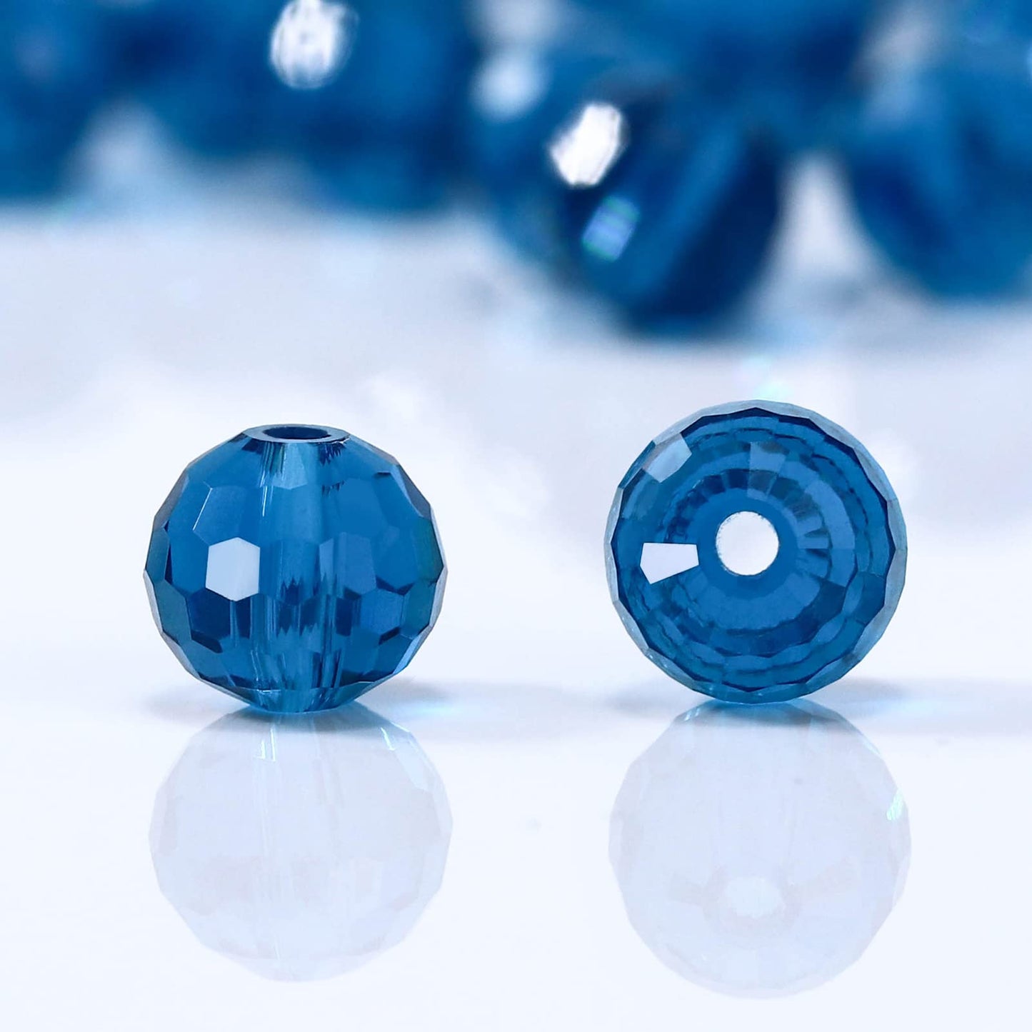 Dowarm 100PCS 8MM Crystal Glass Beads for Jewelry Making, Faceted Crystal Beads for Crafts Bracelet Wind Chimes Suncatcher, #5003 Rondelle Spacer Beads, Loose Gemstones, Malachite Blue