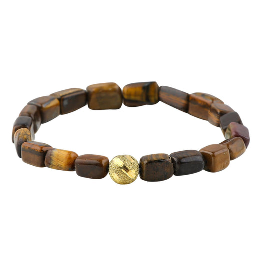 CRYSTALIS Tiger Eye Elastic Stretch Bracelet, Natural Beads, Chakra Healing Jewelry for Men & Women, Adjustable Bracelet, Everyday Wear, Gift Giving Bracelet, 7.25 to 7.50 inch