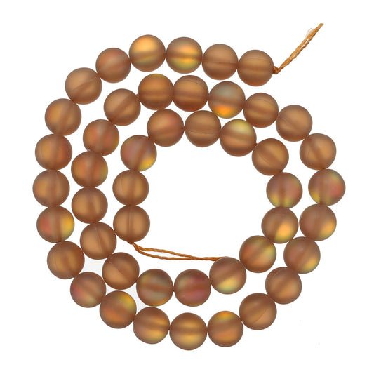 uxcell Matte Crystal Glass Beads 8mm Synthetic Frosted Shining Semi-Precious Round Loose Beads Synthetic Moonstone for Jewelry Making DIY Bracelet, Brown
