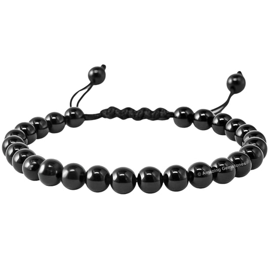 Amazing Gemstone Black Tourmaline Bracelet for Women Men's Gifts - Protection Healing Crystal Bracelet - 6mm Gemstone Beaded Adjustable Bracelet Pulseras Para Hombres Mujer Stocking Stuffers