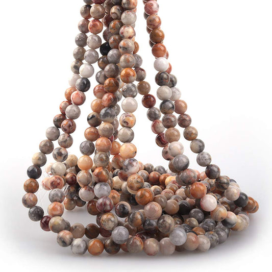 ICAI Beads 8mm Natural Crazy Lace Agate Stone Round Loose Stone Beads for Jewelry Making DIY Crafts Design 1 Strand 15" APPR.