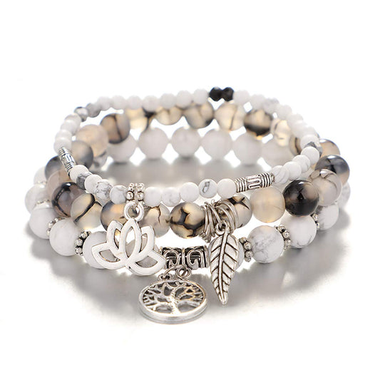 UEUC Tree of Life Yoga Healing Stone Bracelets,Multilayer Lotus Chakra Stone Reiki Bracelet Sets,Anxiety Crystal Natural Stone,for Women Stress Relief