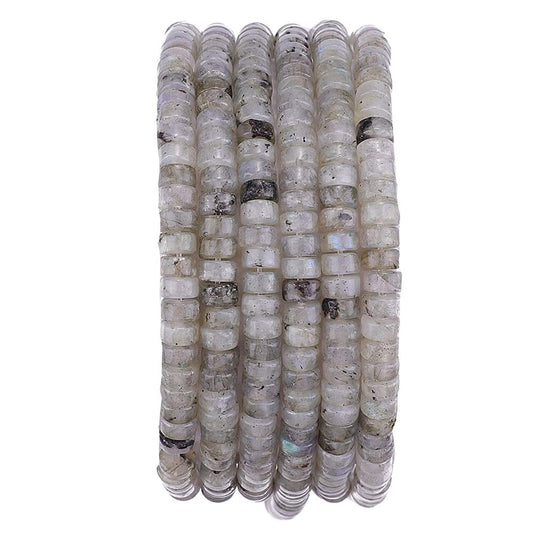 BEADIA Natural Spectrolite Spacer Beads Caps Loose Semi Gemstone for Beading Jewelry Making 4mmx2mm 38cm