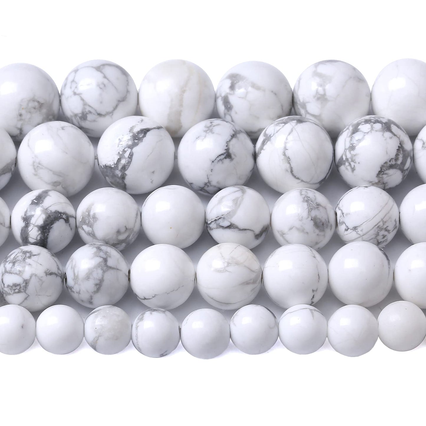 12MM 30PCS Natural Stone White Howlite Turquoise Crystal Beads for Jewelry Making DIY Bracelet