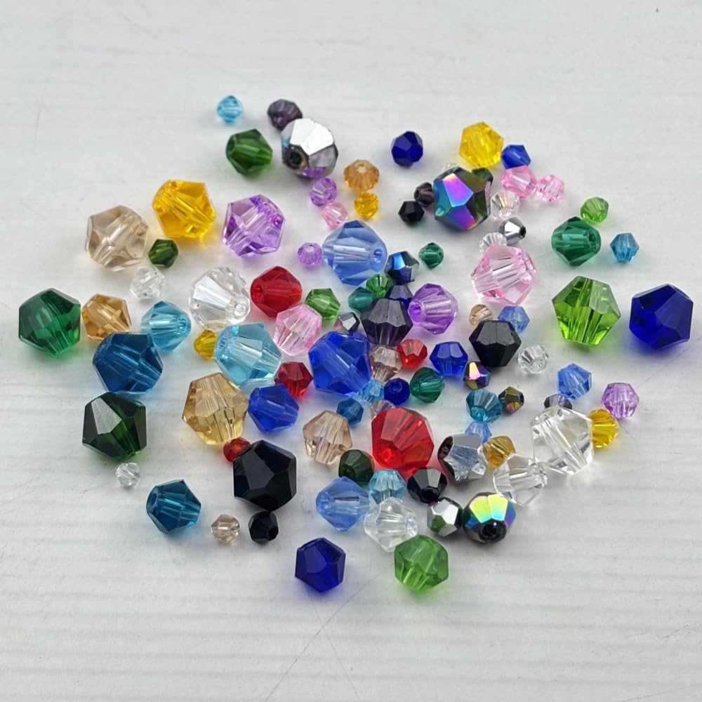 Pinhoollgo 1310pcs Bicone Crystal Glass Beads 2mm 3mm 4mm 6mm 8mm Faceted Crystal Spacer Beads for Bracelets Necklace Pendants Earrings DIY Jewelry Craft Making(Violet)