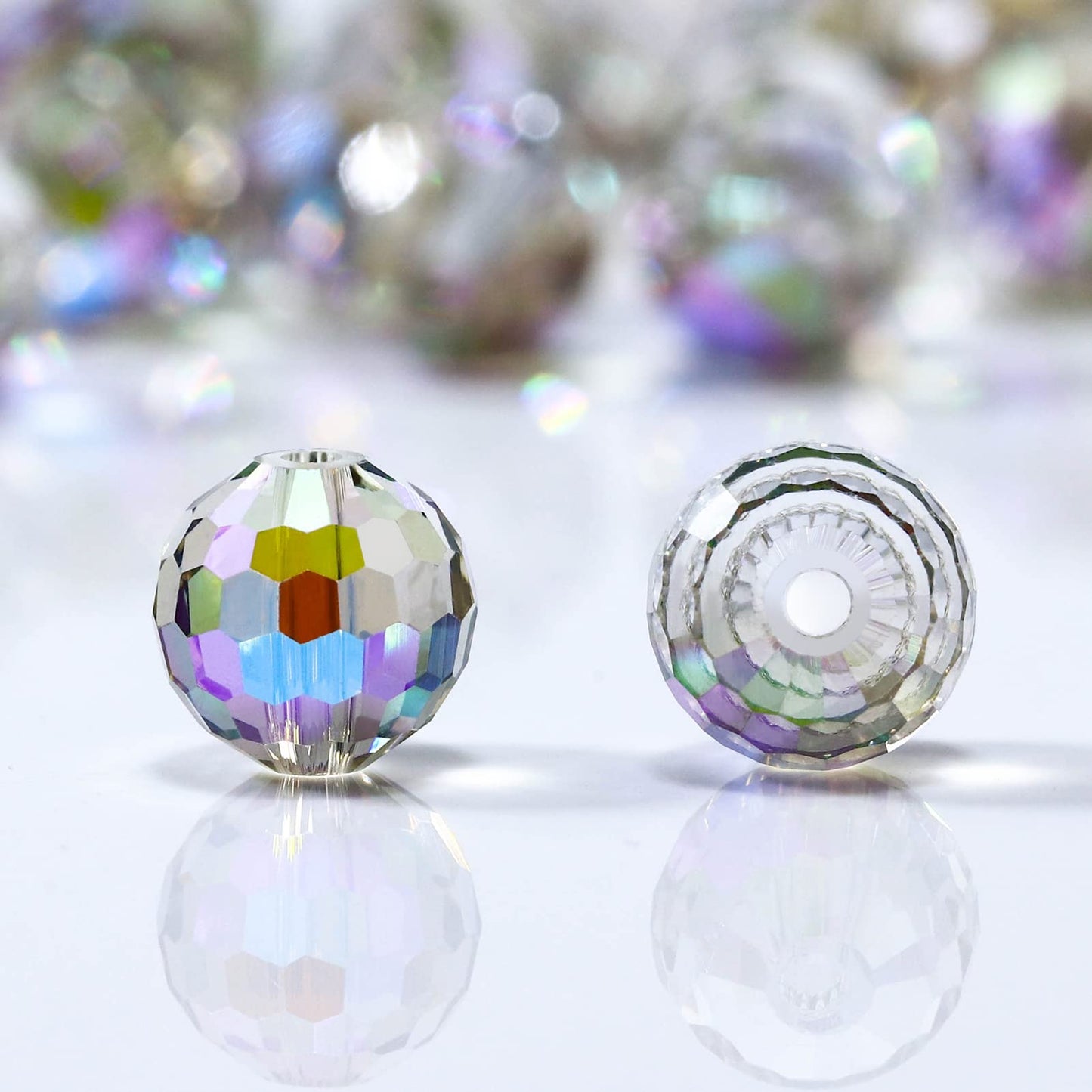 Dowarm 100PCS 8MM Crystal Glass Beads for Jewelry Making, Faceted Crystal Beads for Crafts Bracelet Wind Chimes Suncatcher, #5003 Rondelle Spacer Beads, Loose Gemstones, Purple Colorized