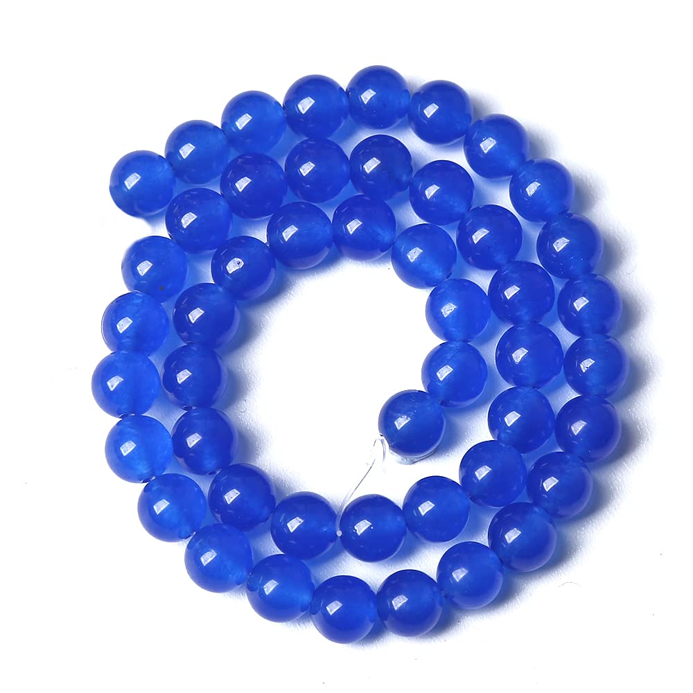 6MM 60PCS Deep Blue Chalcedony Natural Stone Loose Beads for Jewelry Making DIY Bracelet