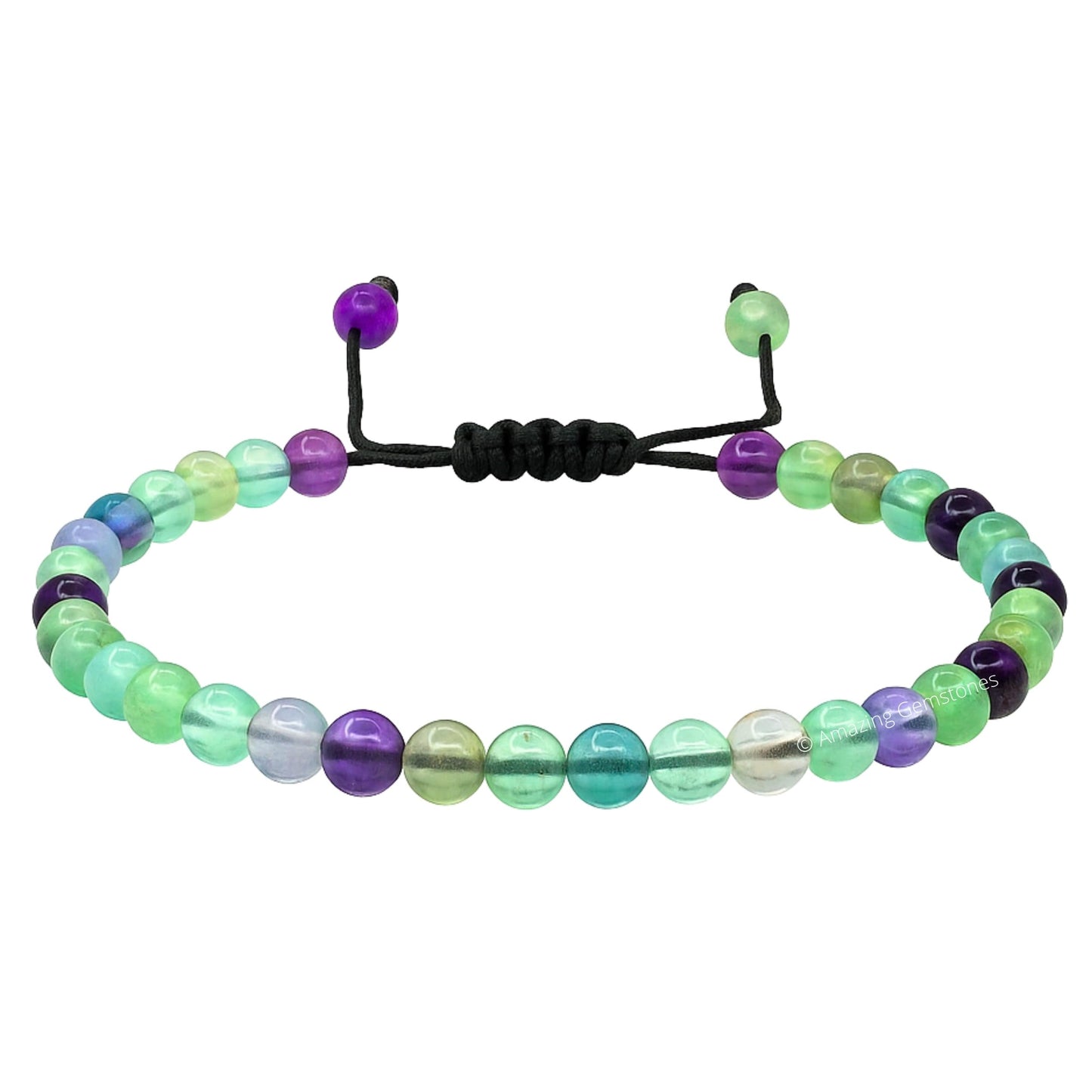 Amazing Gemstone Multi Fluorite Anklet Ankle Bracelets for Women - Waterproof Beaded Healing Crystal Anklets, Plus Size Chakra Gemstone Bead Anklet (Stretchy Adjustable - Plain)