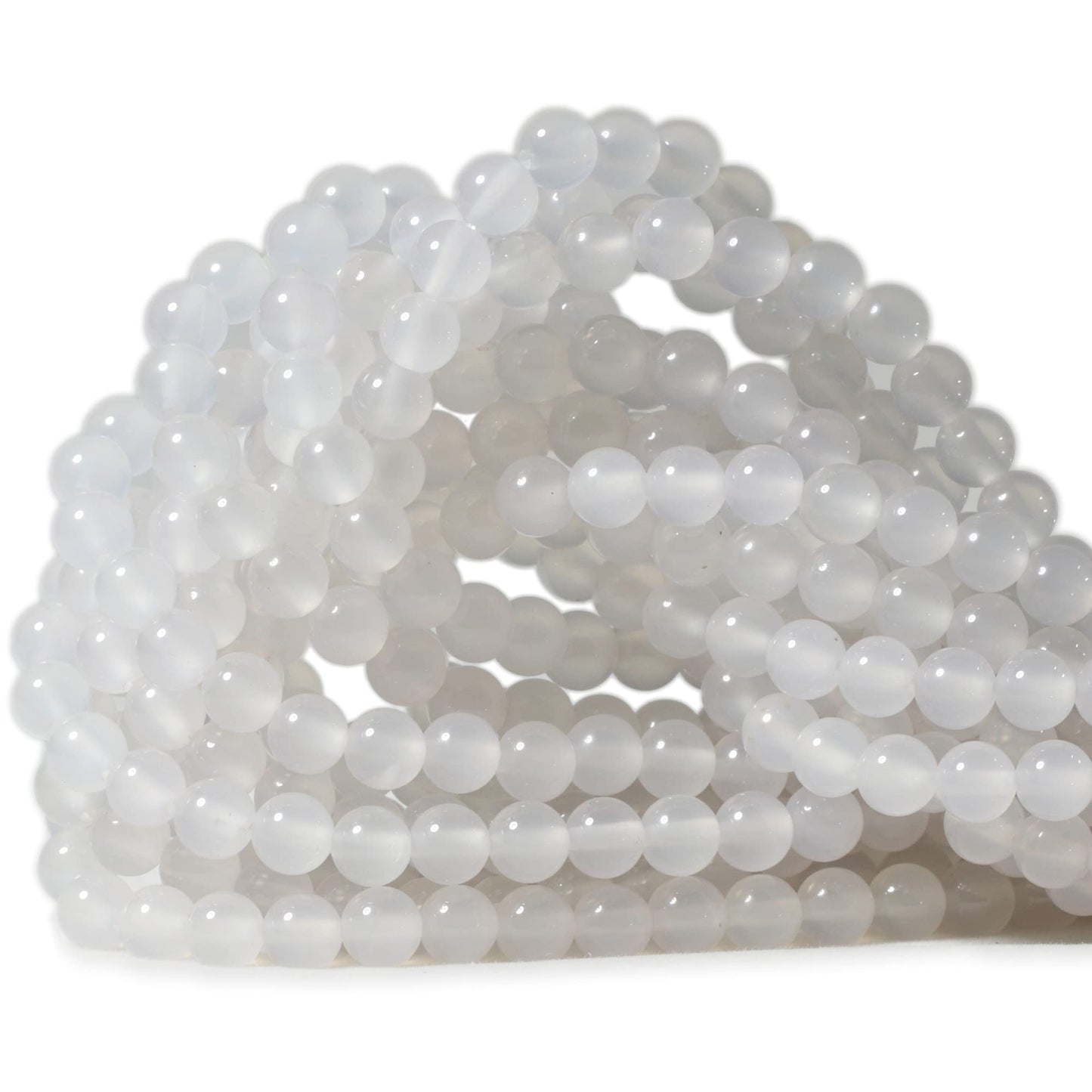 CHEAVIAN 60PCS 6mm Natural White Agate Gemstone Round Loose Beads for Jewelry Making 1 Strand 15"