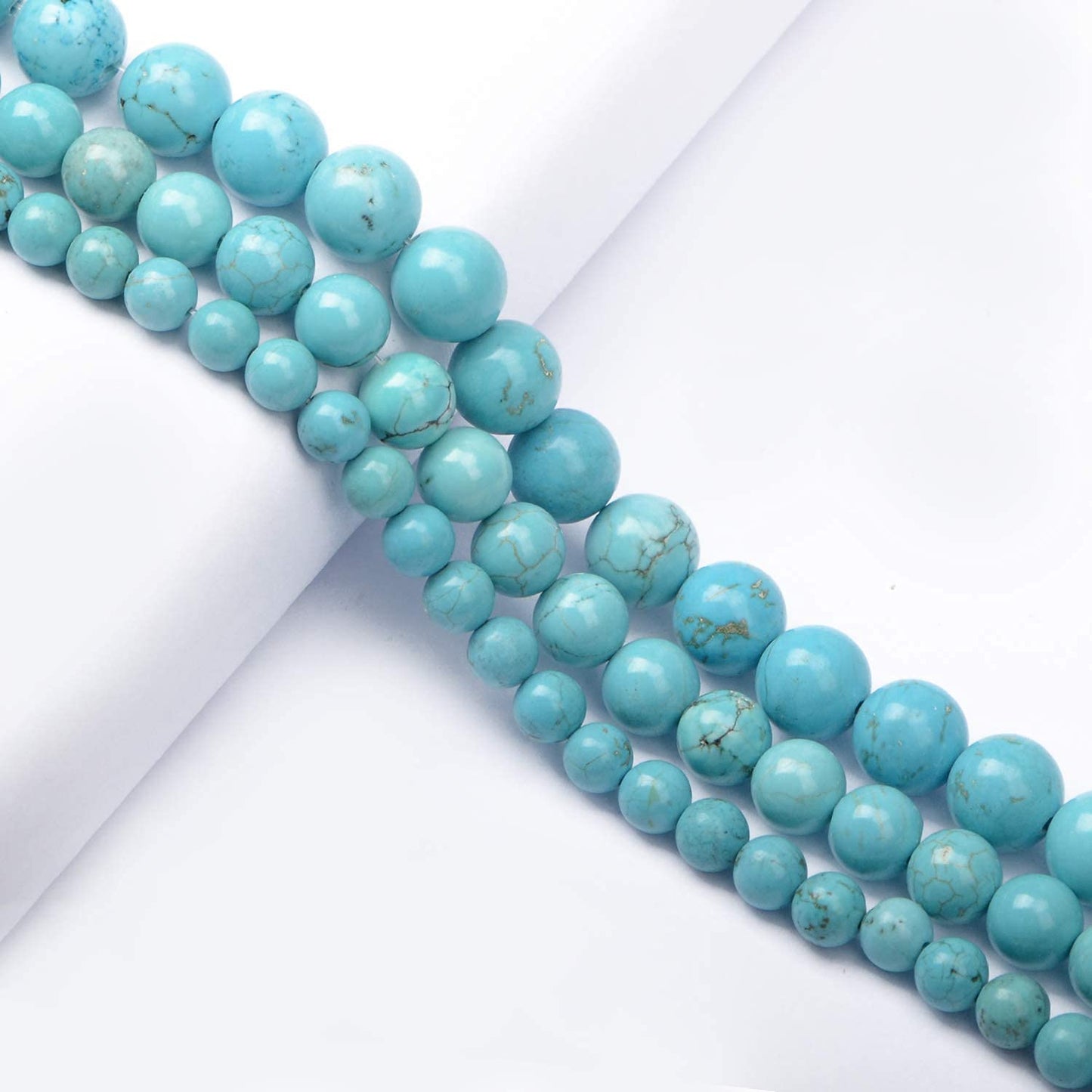 Wholesale Smooth Natural Gemstone Round Loose Beads 15" 4mm 6mm 8mm 10mm 12mm (8mm, Blue Turquoise)