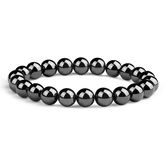 Hematite Bracelet for Women | Natural Real Hematite Stone 8mm Beaded Bracelet | Grounding Crystal Jewelry Gift for Her - Elastic Adjustable Size