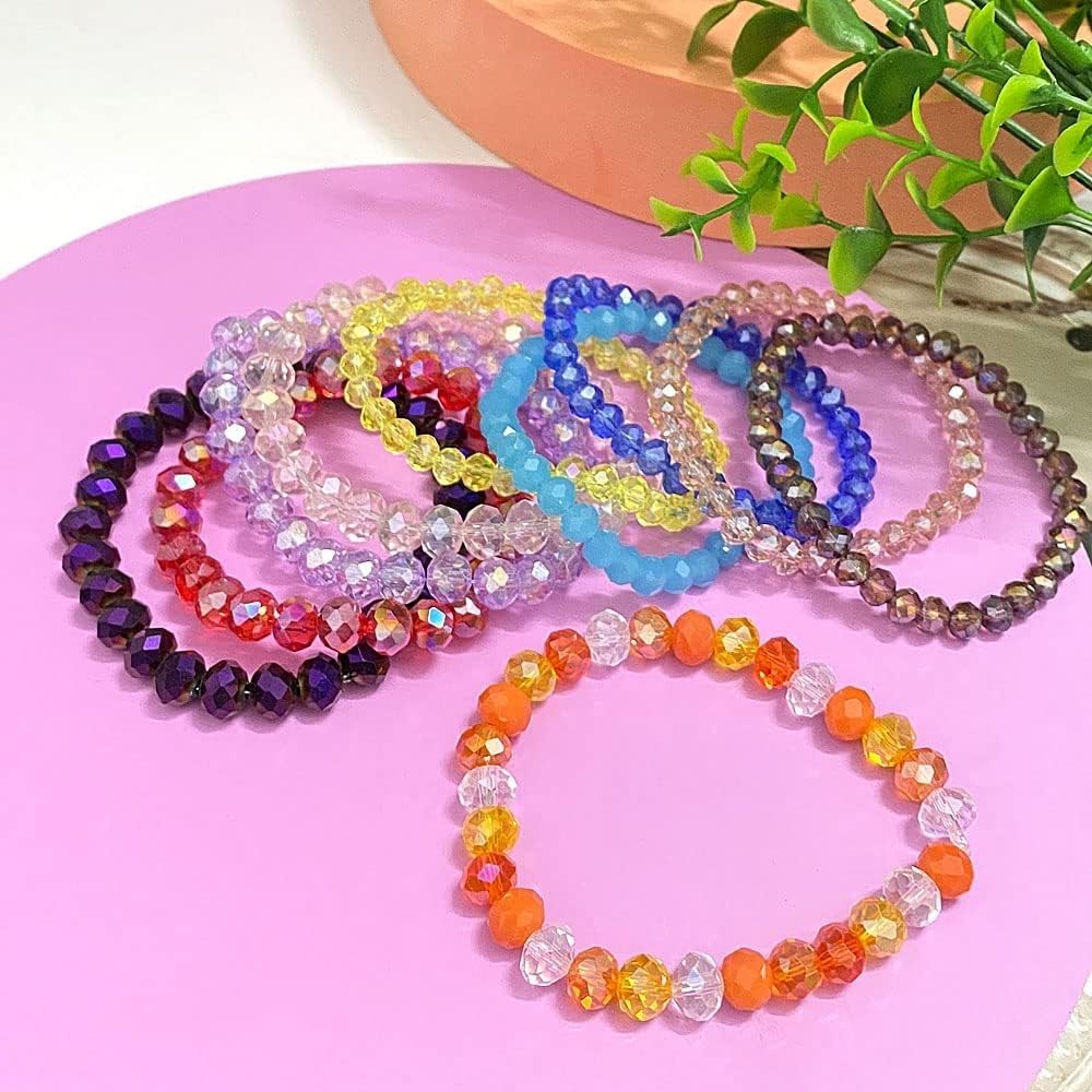 Pinhoollgo 60pcs 10mm Crystal Glass Beads Faceted Rondelle Glass Spacer Beads for Bracelets Necklace Pendants Earrings Key Chains Jewelry Making(Random Colors)