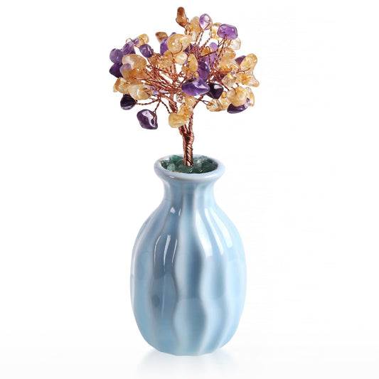 Natural Crystal Tree, Life Tree, Ornaments Placed on desks and Offices, Natural Amethyst Yellow Crystal