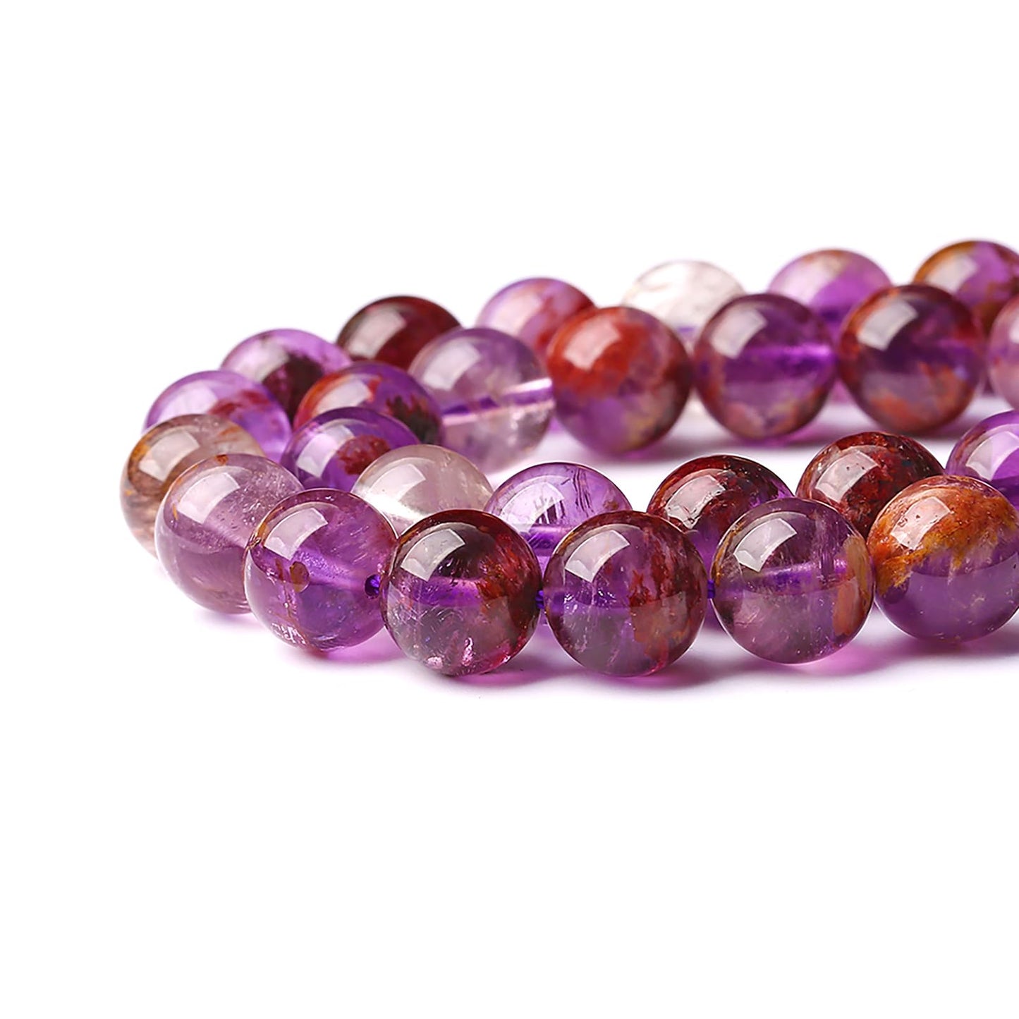 8MM 45PCS Natural Gemstone Purple Ghost Crystal Stone Beads for Jewelry Making DIY Bracelet