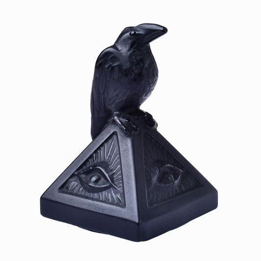 DZJXBZhu Natural Obsidian Creative Raven Figurines Halloween Skull Sculpture Statue Shelf Mantel Display Spooky Home Decorations Tiered Tray Decor Coffee Table Centerpieces Gift Collection