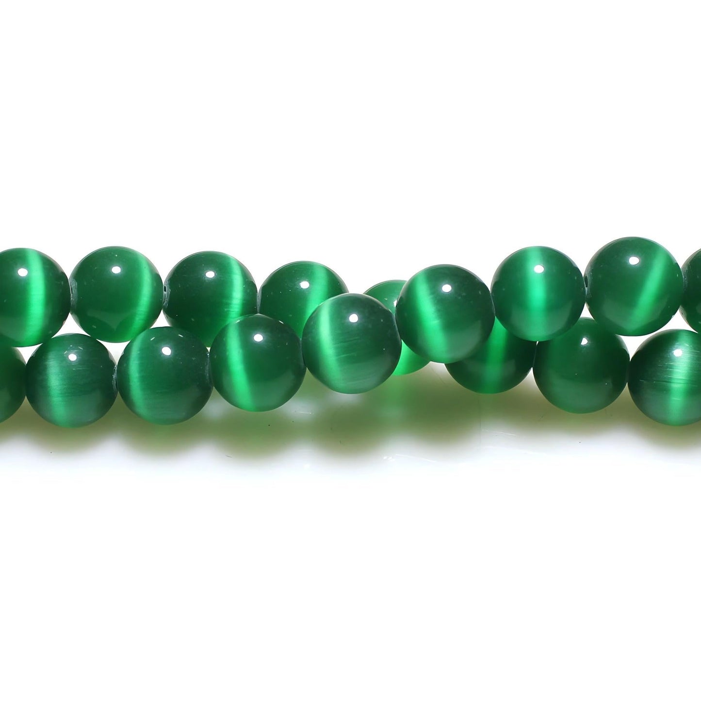 MJDCB 60pcs Peacock Green Cat Eye Stone Beads 6mm Round Crystal Loose Bead for Jewelry Making DIY Bracelets Necklace Accessories