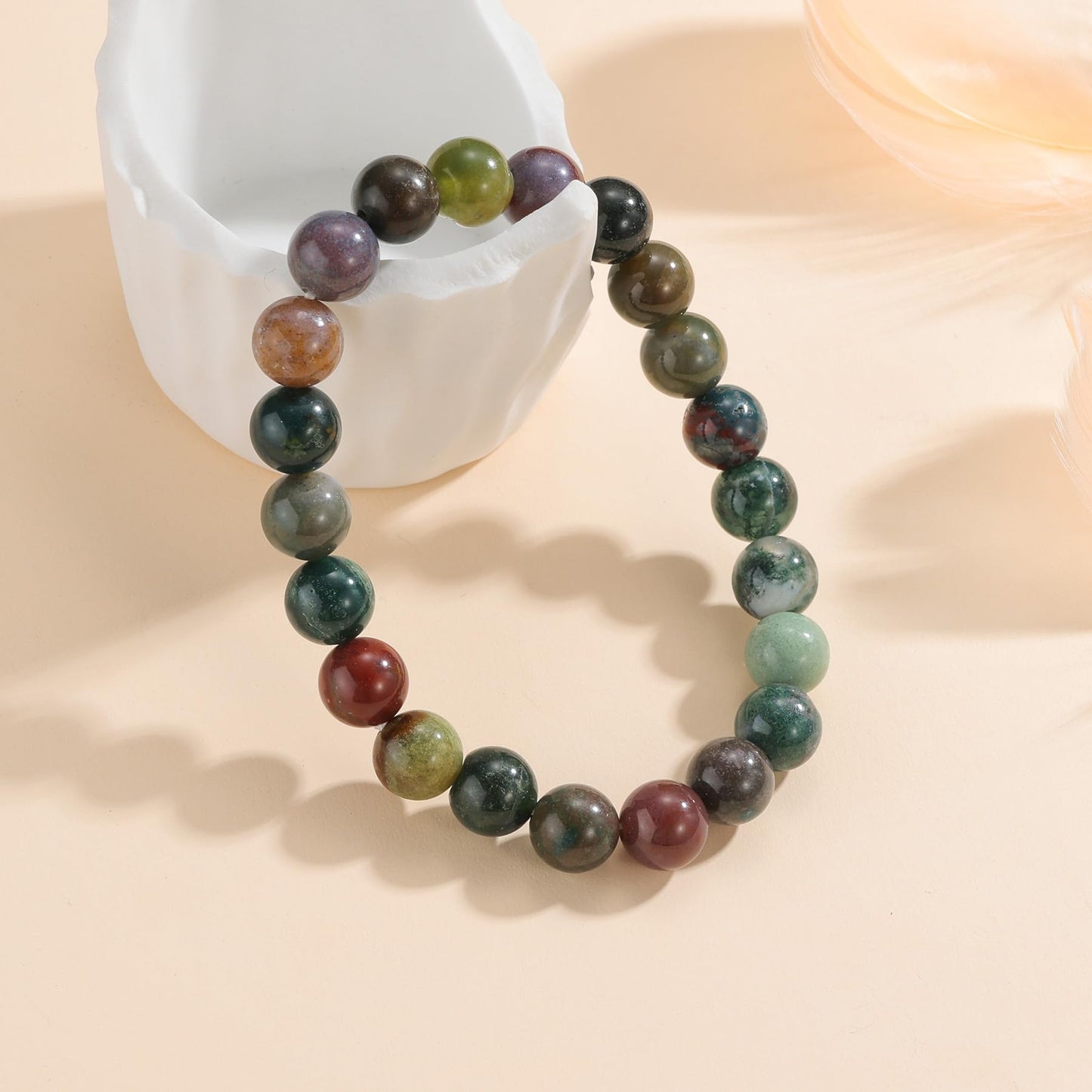Udolfly Womens Crystal Beaded Bracelets for Women Men Protective Energy Bracelet Natural Gemstone Bead Bracelet 6mm Agate