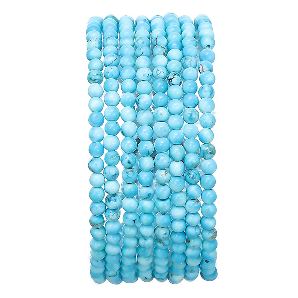 BEADIA Natural Blue Turquoise Stone Round Loose Semi Gemstone Beads for Jewelry Making 3-3.5mm 38cm/Strand