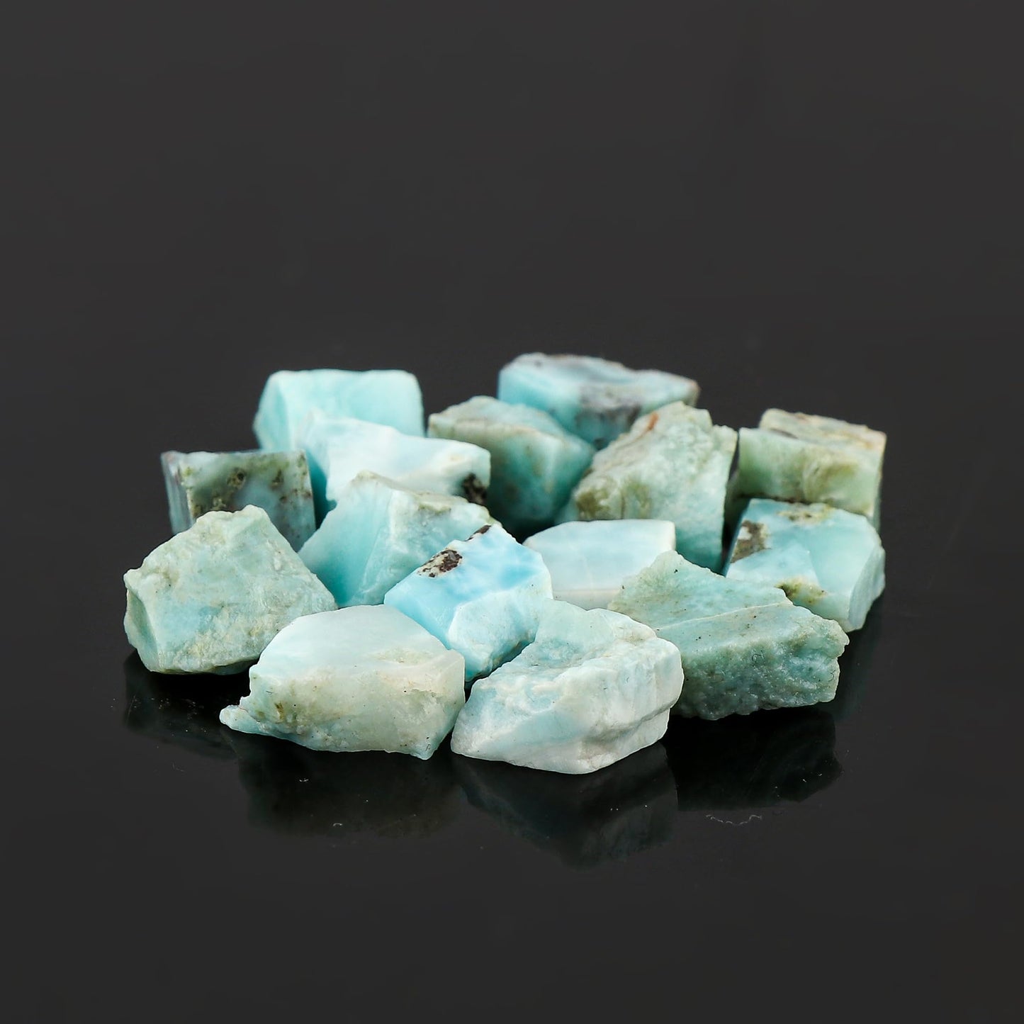 CRYSTALINES 100cts, Wholesale Natural Raw Sky Blue Larimar Gemstone, Pectolite Rough Stone, Bulk Loose Supplies-Jewelry Making, DIY Crafts, Healing Crystals, Birthstone, Gem Collection, 14-16pcs