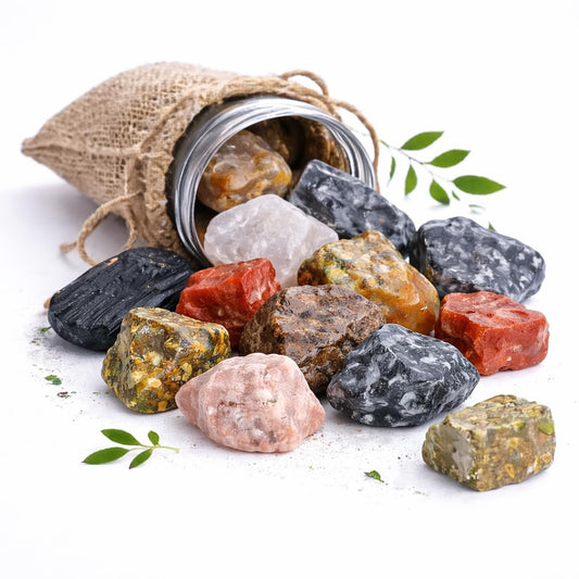 Crocon 1LB Exclusive Assorted Rough Bulk Natural Stone Raw Gemstone Tumbling Cabbing Polishing Gem Mining Chakra Balancing Reiki Healing Good Luck Gift Home Office Decor