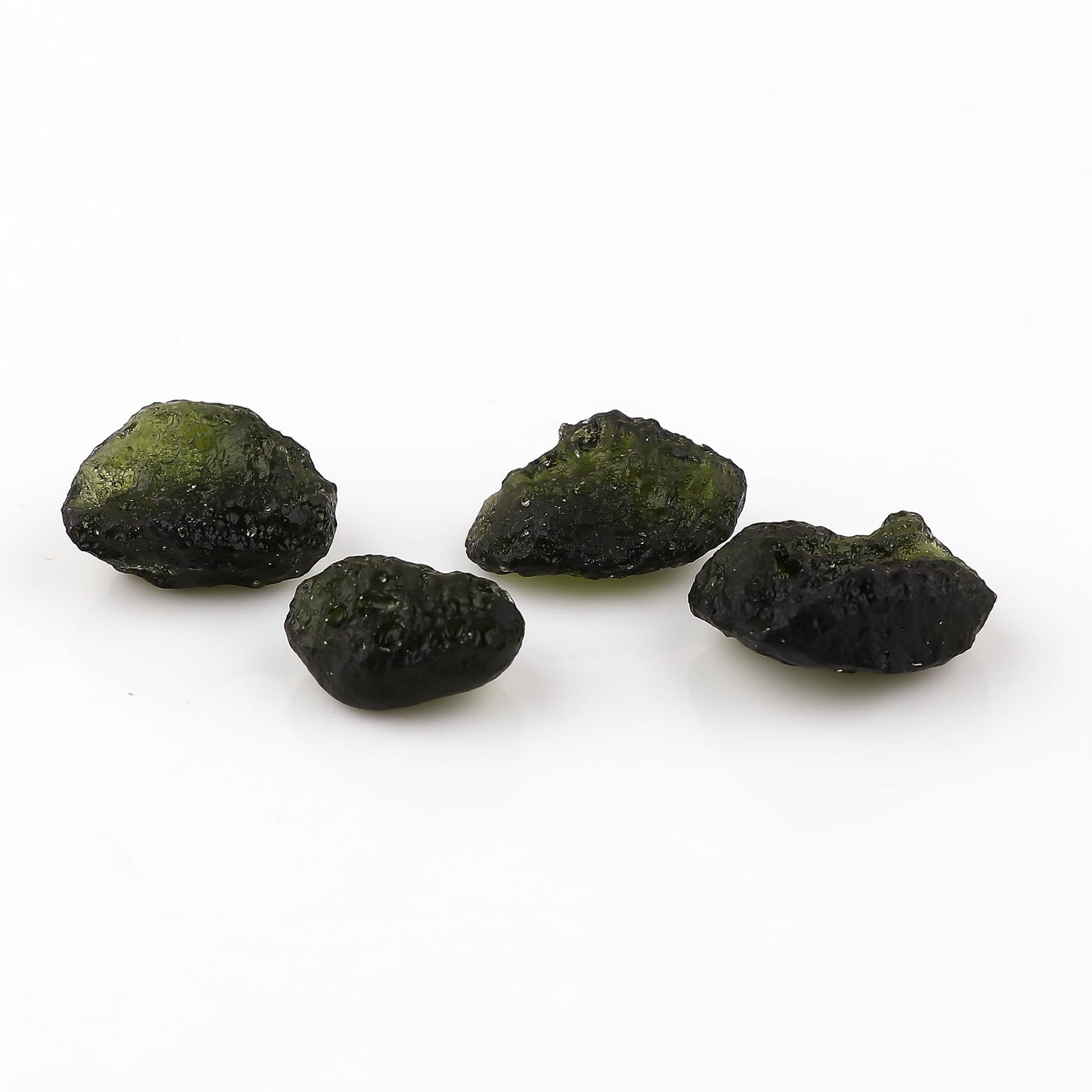 CRYSTALIS 4pcs Raw Synthetic Moldavite, High Grade Loose Gemstone Wholesale Bulk Rough Jewelry Making Supply, Chakra Stones, Wire Wrapping, DIY, Gem Collection