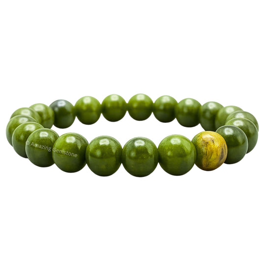 Amazing Gemstone Crystal Bracelet for Women Men's Gifts - Protection Healing Crystal Bracelet - 8mm Gemstone Beaded Stretchable Bracelet Pulseras Para Hombres Mujer Stocking Stuffers Mothers Day Gift (Jade)