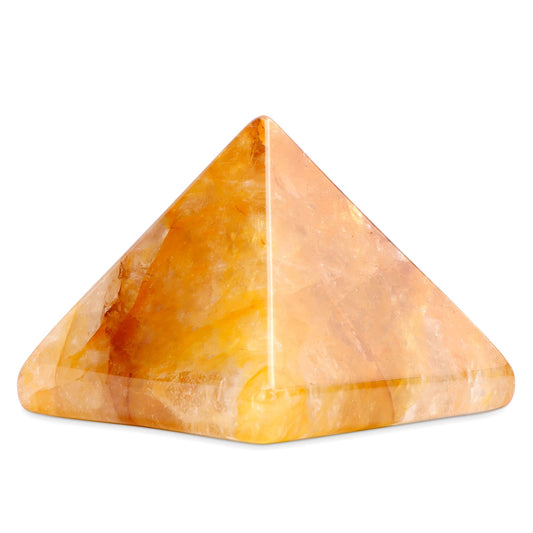 Hxswkk Crystal Pyramid 1.6" Golden Healer Orgone Pyramid for Positive Energy Success Yellow Hematoid Quartz Healing Chakra Stone - Reiki, Chakra, Anti-stress Handmade Spiritual Gift Citrine