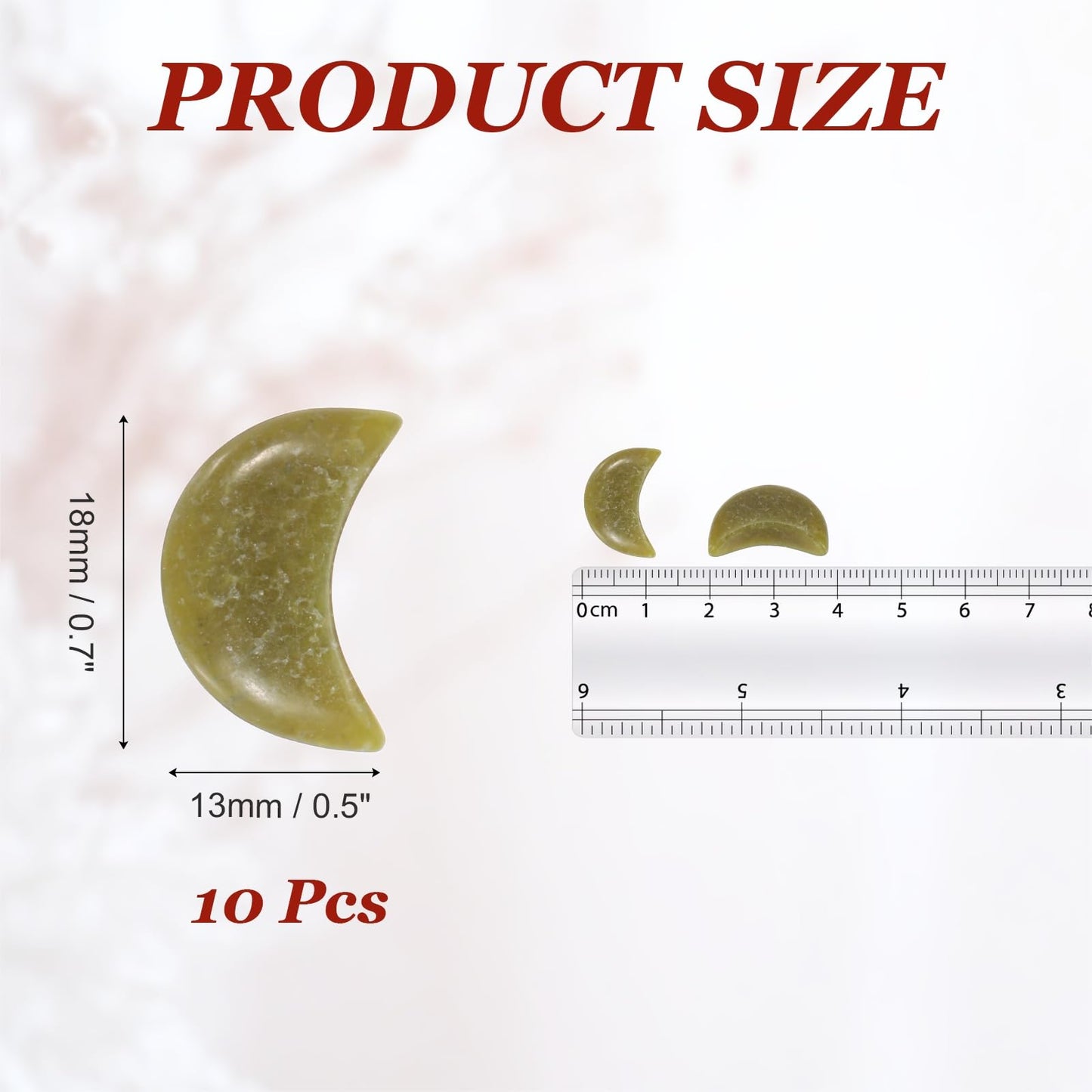 MECCANIXITY 10 Pcs Moon Crystal Worry Stone, 0.5 Inch Length Natural Olivine Moon Gemstone Bulk, Carved Pocket Stones for Meditation Balancing Pendant Decor