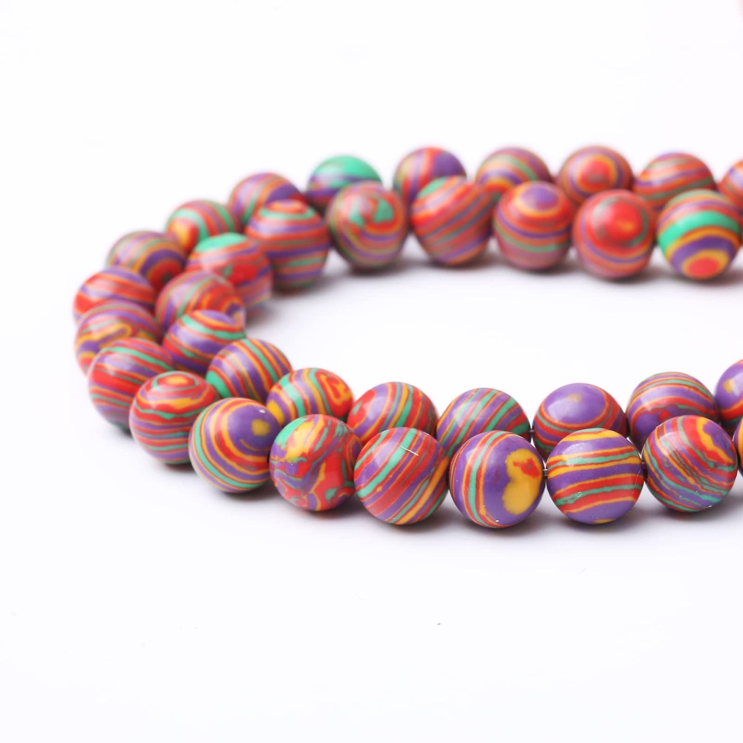 36PCS 10MM Beads Colorful Malachite Beads Round Loose Beads Natural Gem Beads for Jewelry Making 15"