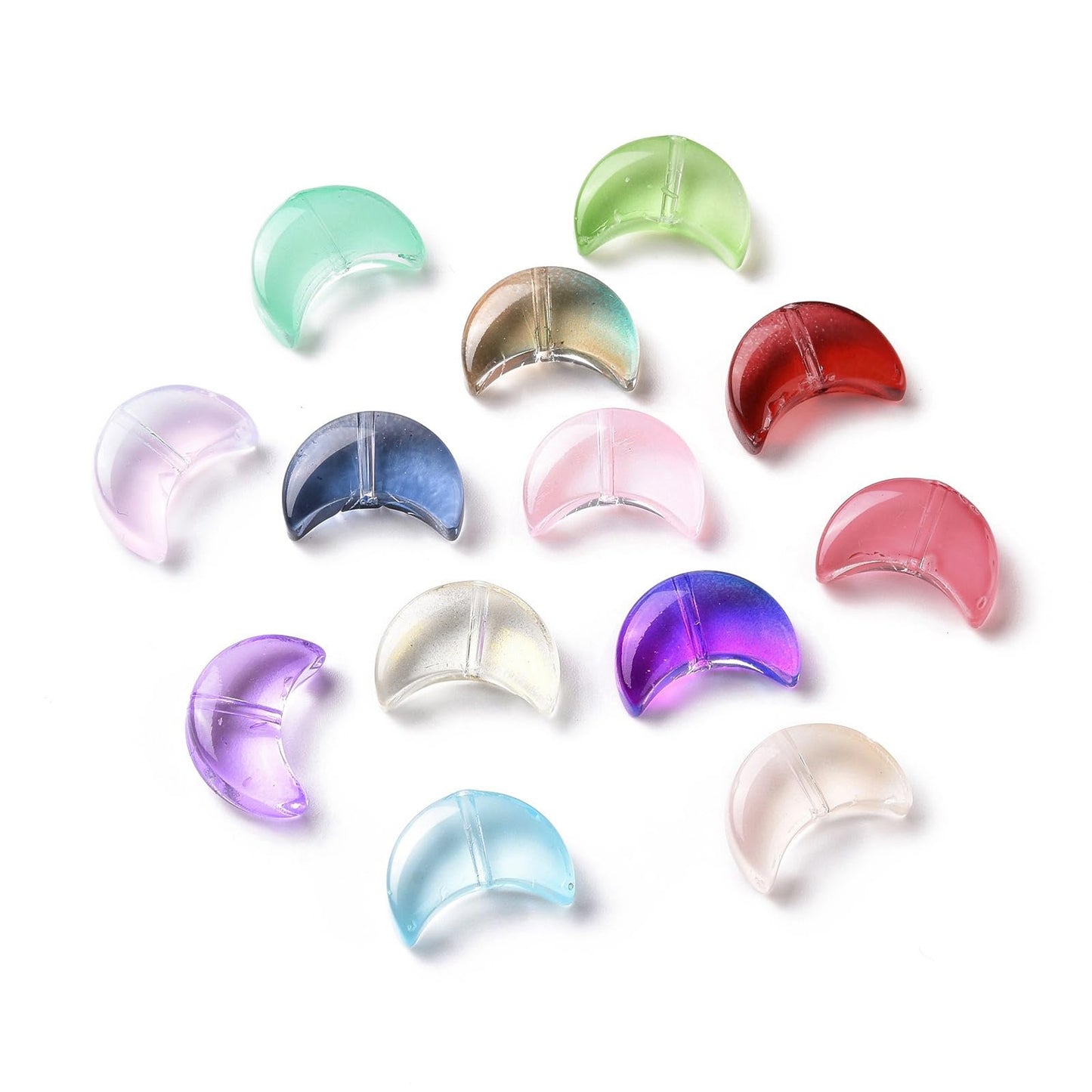LiQunSweet 100 Pcs Transparent Glass Crystal Loose Beads Crescent Moon Beads for Jewelry Making Bracelet DIY Craftings