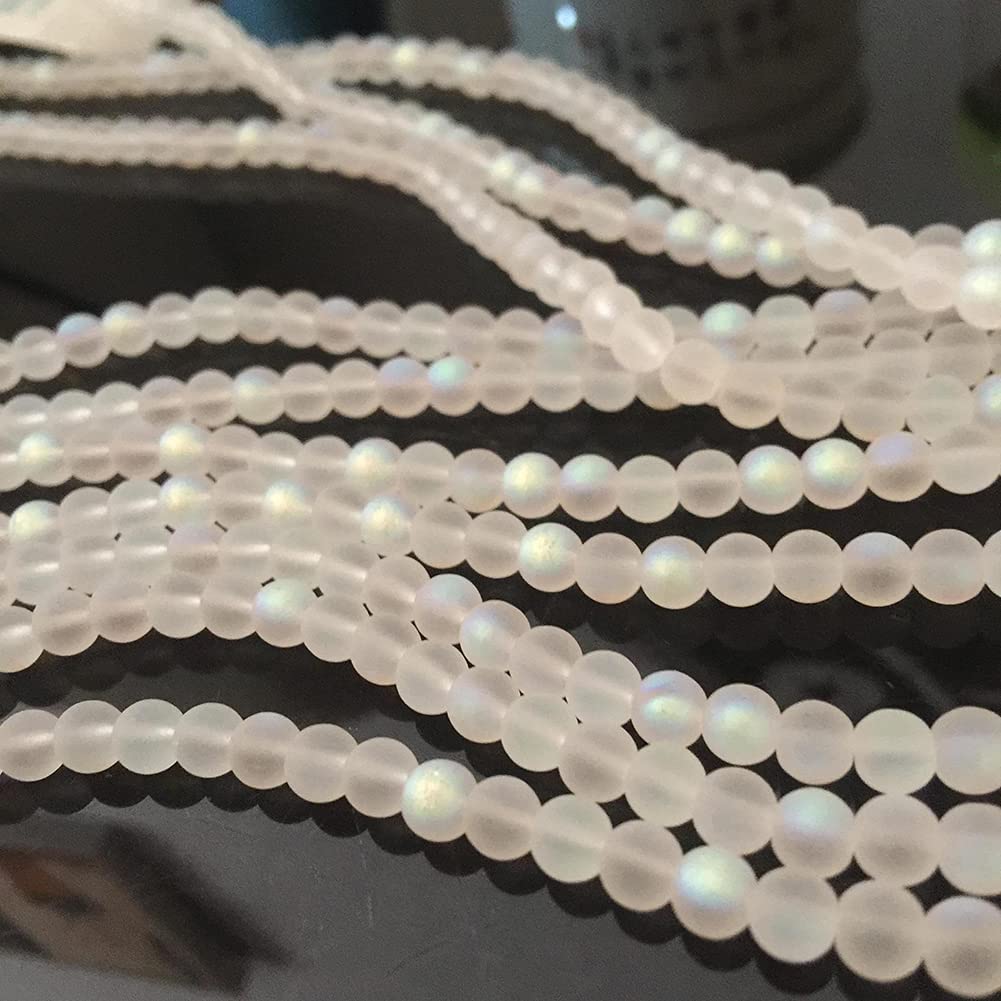 ccHuDE 200 Pcs Matte Crystal Glass Beads Mermaid Aurora Beads with Hole Jewelry Making Crafts DIY 10mm