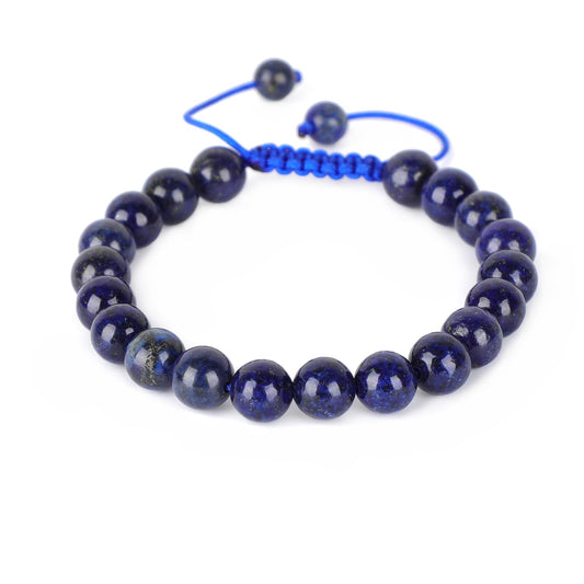 AD Beads Natural 8mm Gemstone Bracelets Healing Power Crystal Macrame Adjustable 7-9 Inch (Lapis)