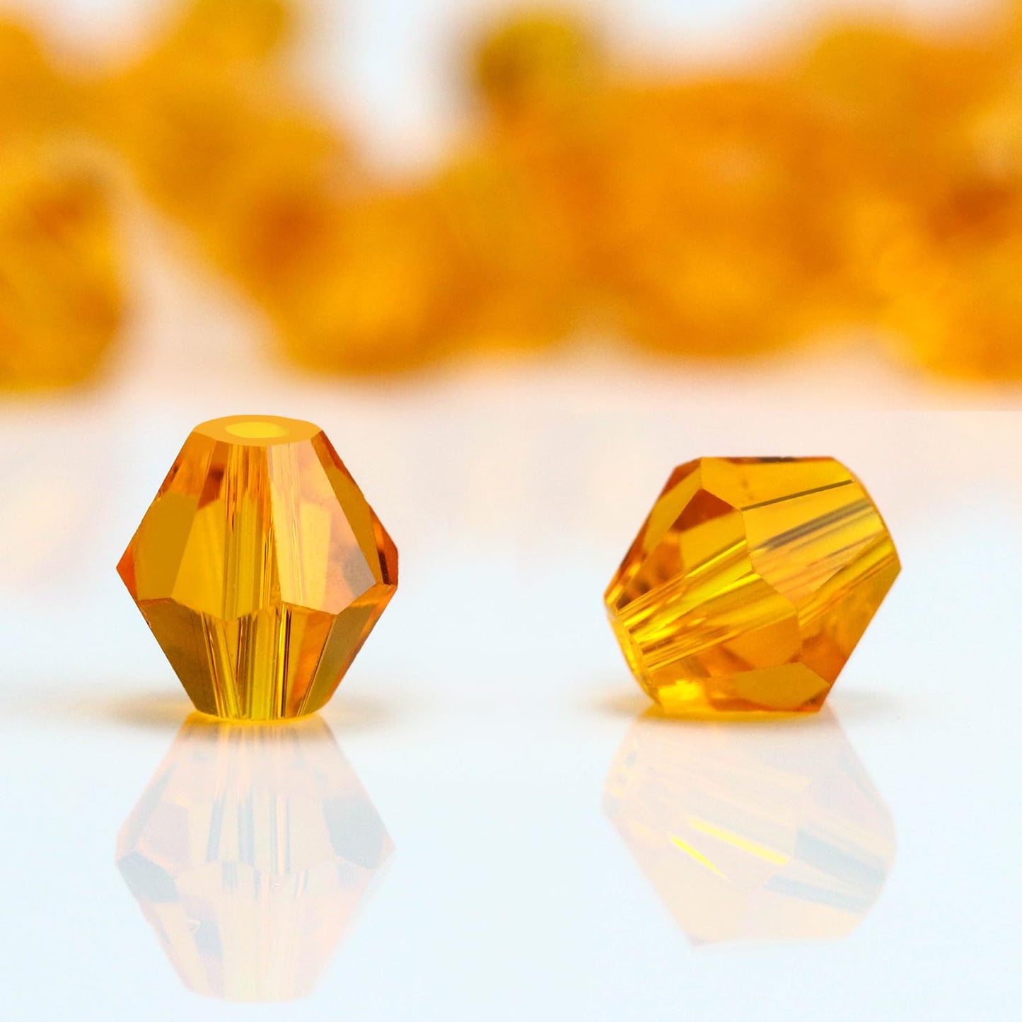 Dowarm 250PCS 6MM Faceted Bicone Crystal Beads for Crafts, Jewelry Making, DIY Bracelet, Necklace, Dolls, Wine Charms, Wind Chimes, Suncatchers, Loose Spacer Glass Beads, Orange