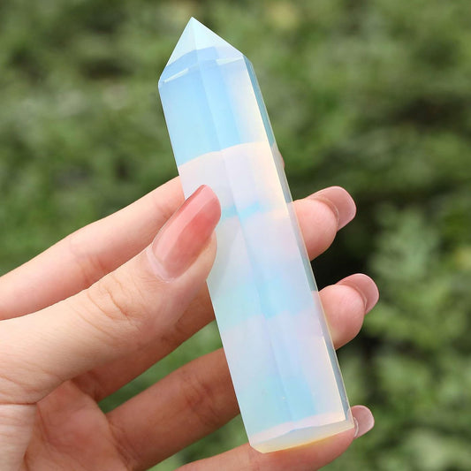 LAIDANLA Opal Healing Crystals Wands 3.5-4" Polishing Natural Reiki Energy Wand Stone Hexagonal Point Obelisk Large Crystal Gemstones for Meditation Therapy Crystal Grid Gifts Decoration 1Pcs