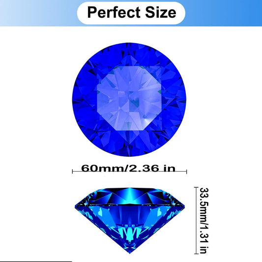 Hiziwimi 60mm Large Crystal Diamond Paperweight with Stand Jewels Wedding Decorations Centerpieces Home Decor (2.36 in, Blue)